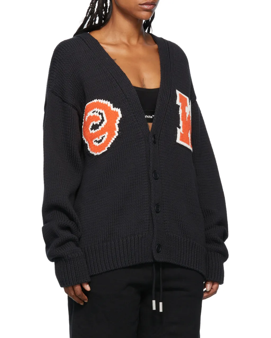 Off-White Logo Patch V-Neck Cardigan