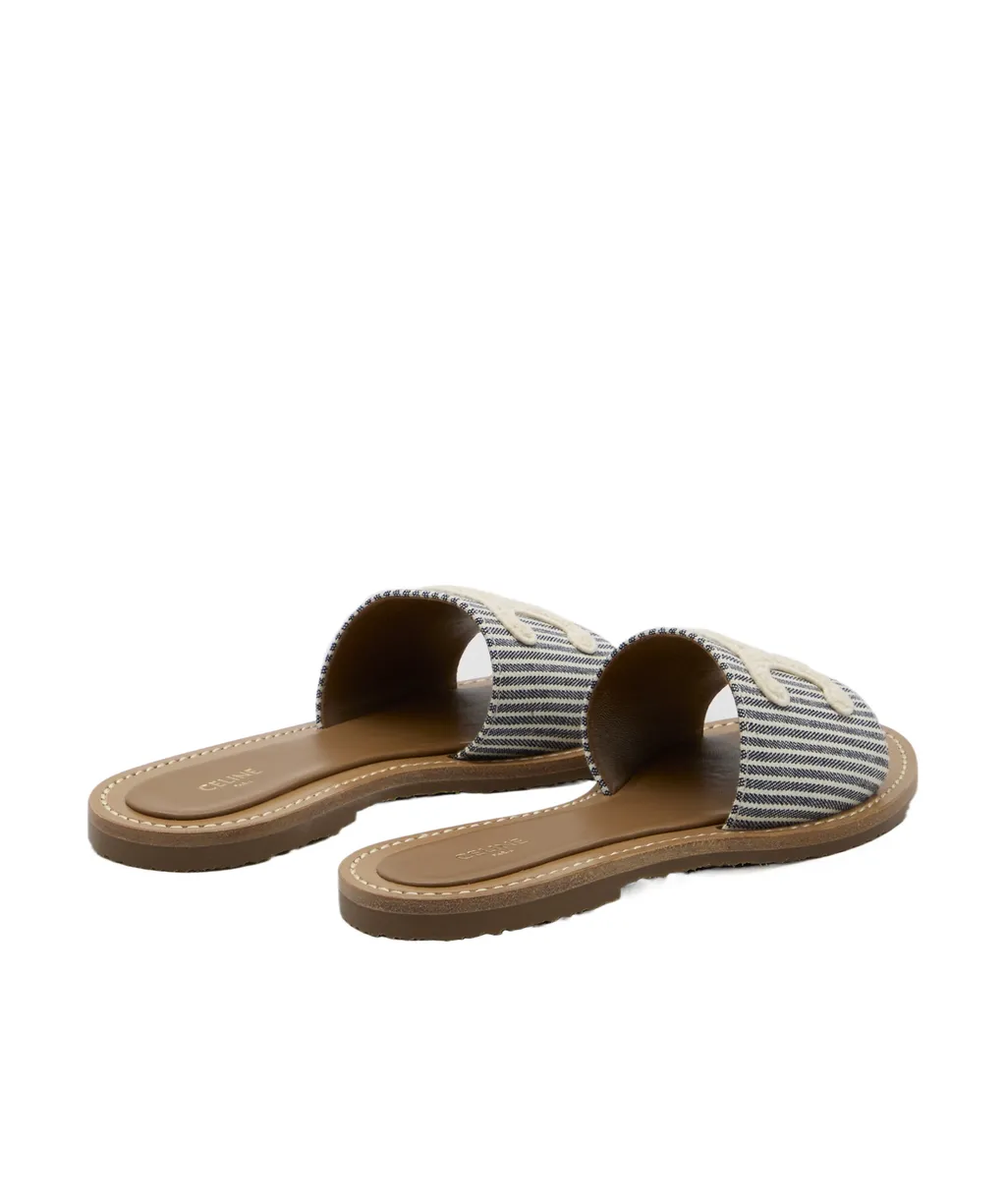 Celine Lympia Mule In Oshkosh Canvas