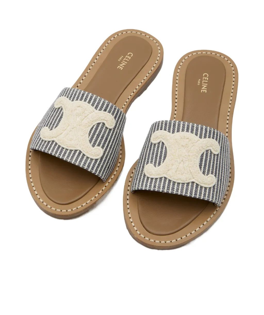 Celine Lympia Mule In Oshkosh Canvas