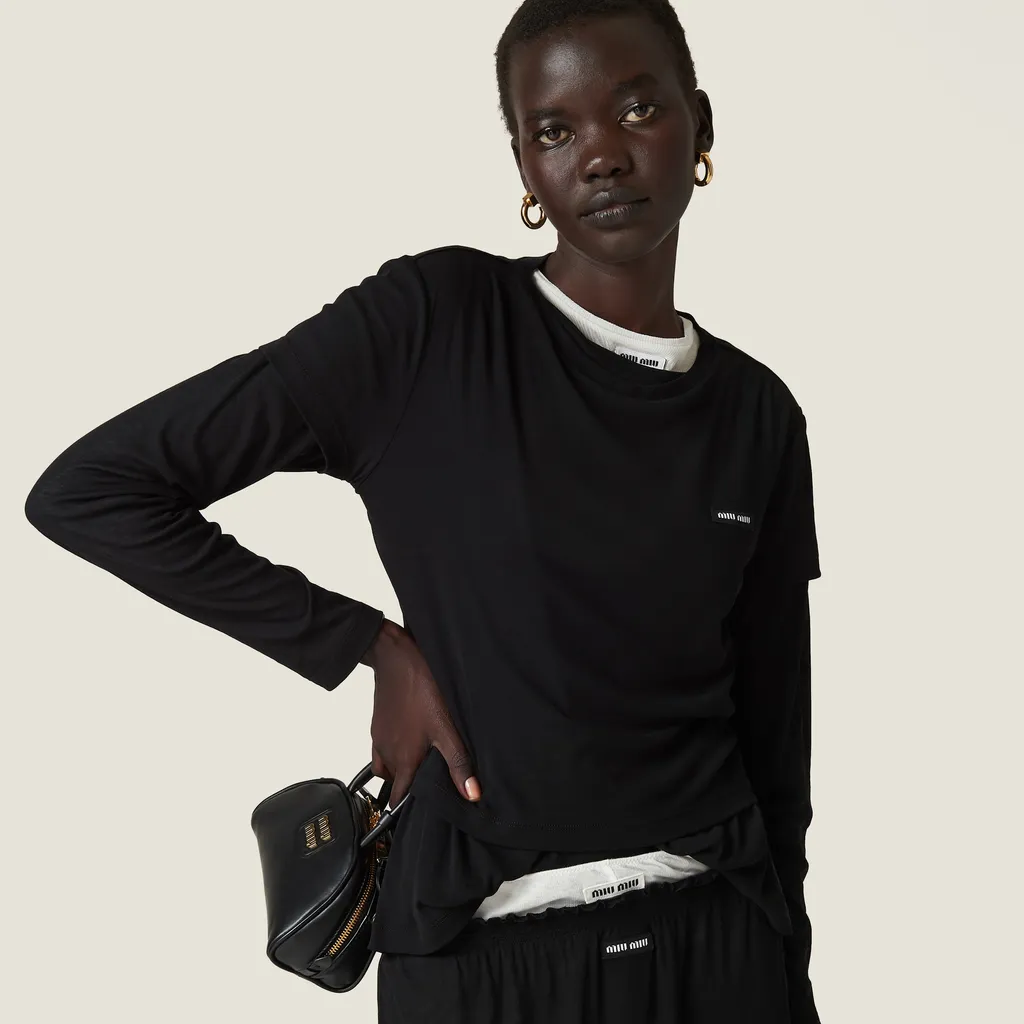 Miu Miu Logo-Patch Crewneck T-Shirt