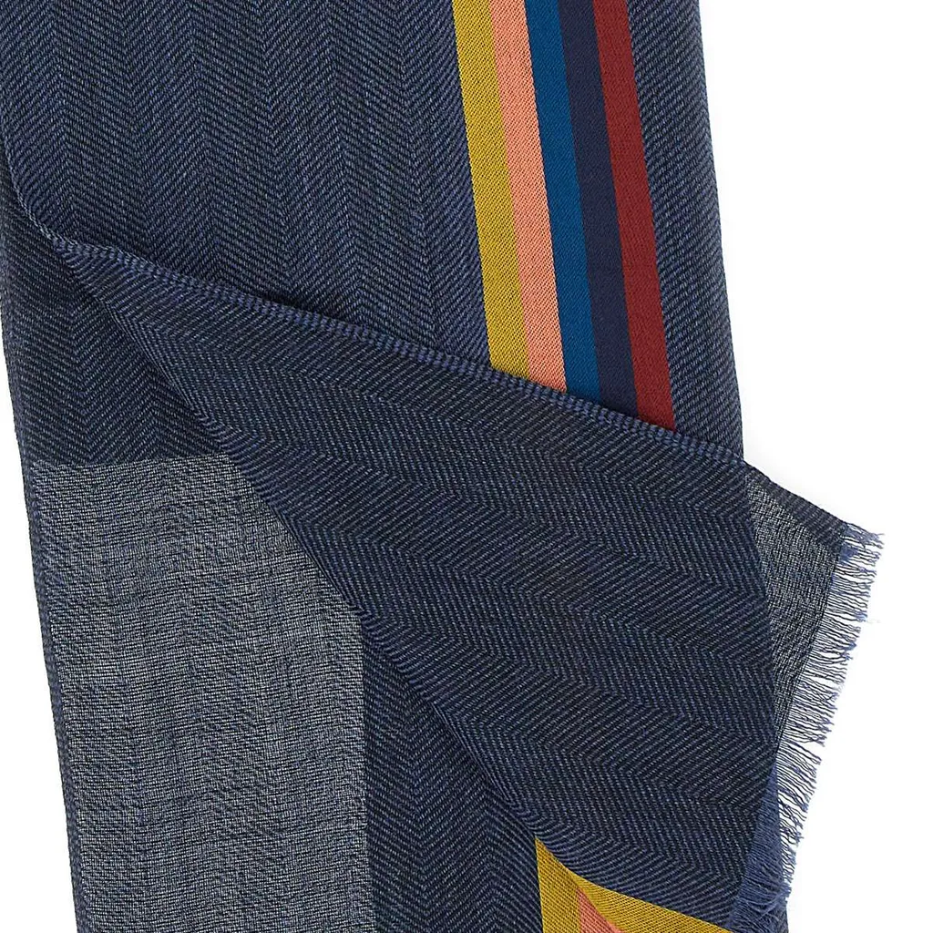 Paul Smith Stripe Detailed Frayed Edge Scarf