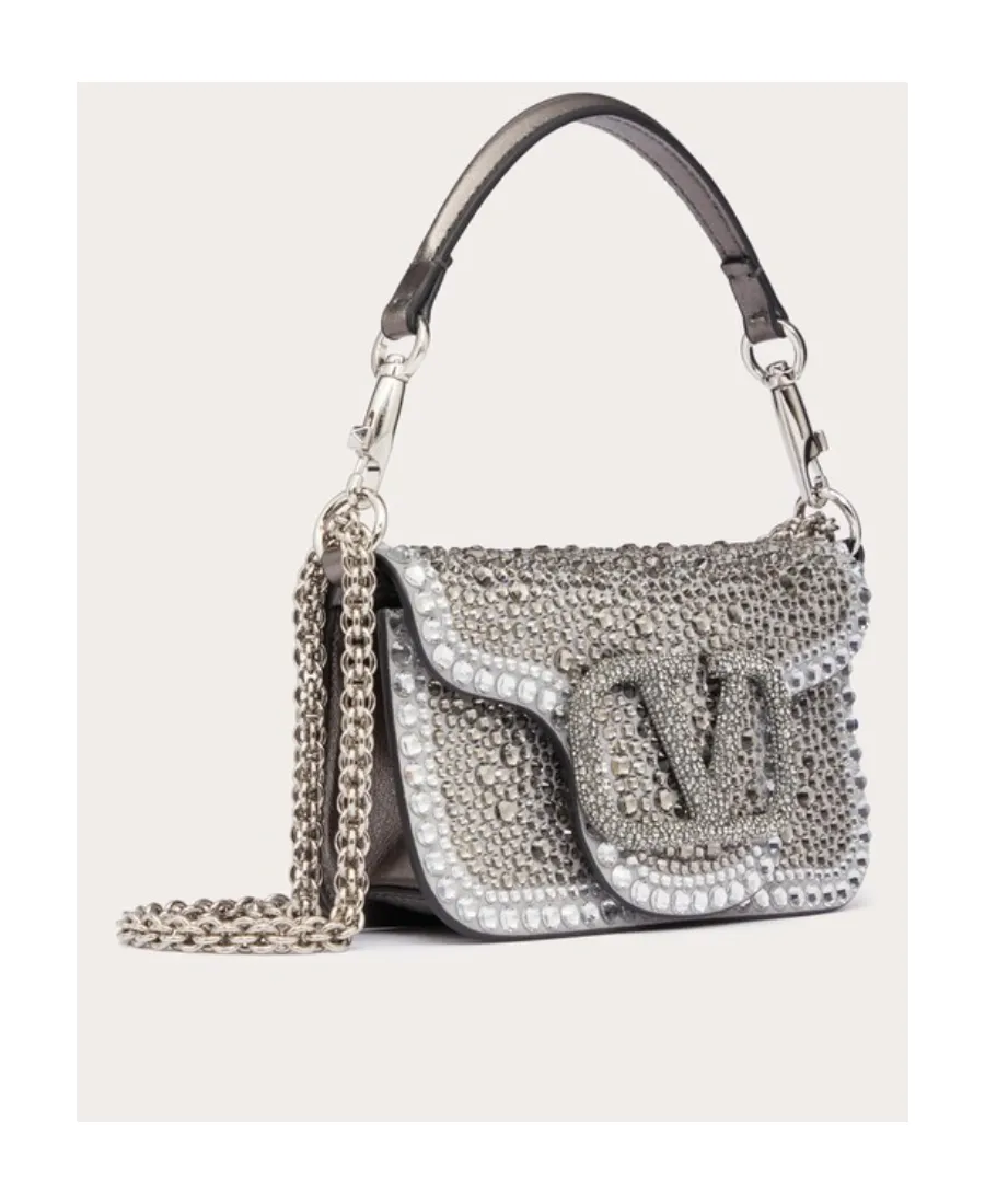 Small Valentino Garavani Locò Shoulder Bag With Rhinestones