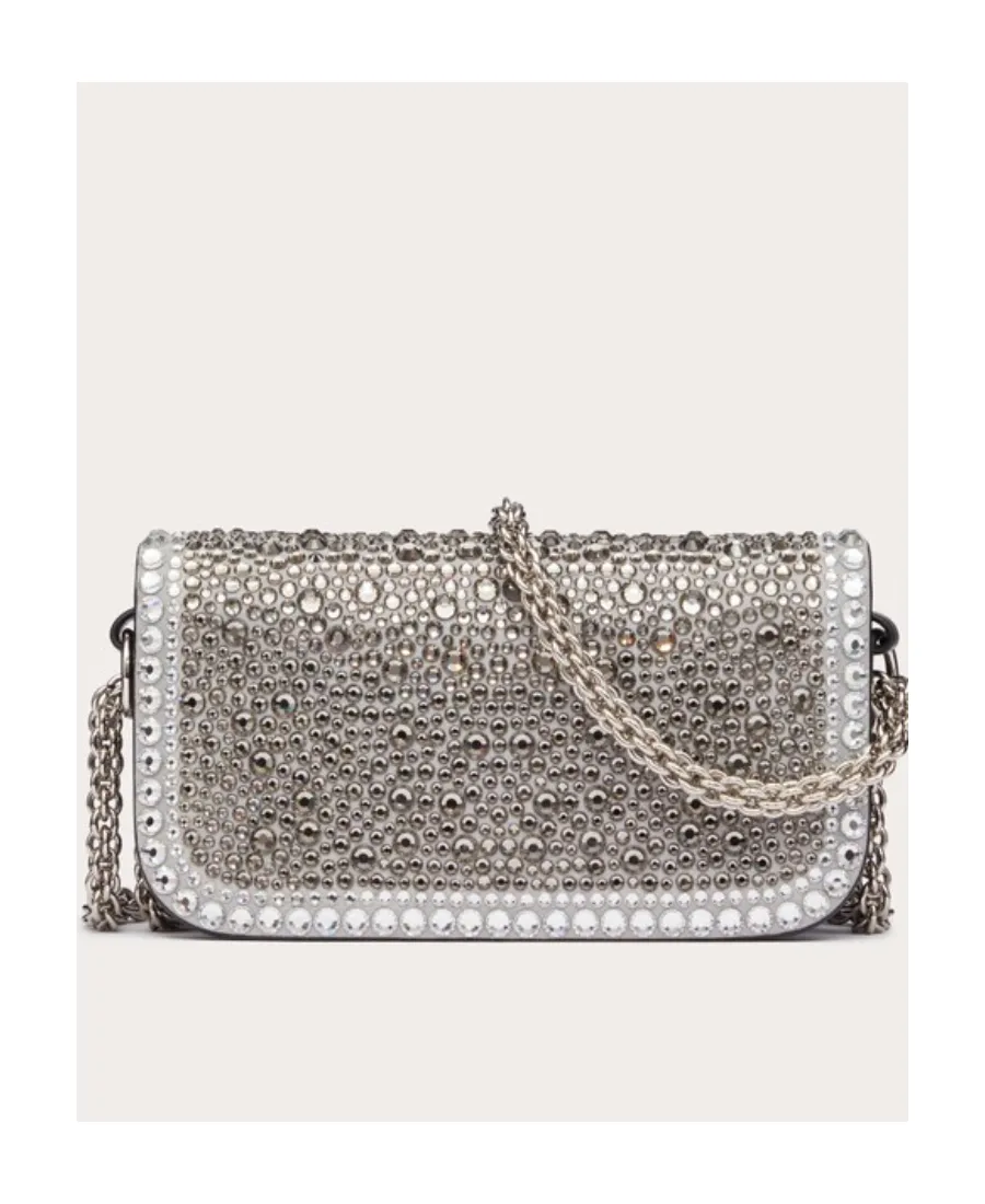 Small Valentino Garavani Locò Shoulder Bag With Rhinestones