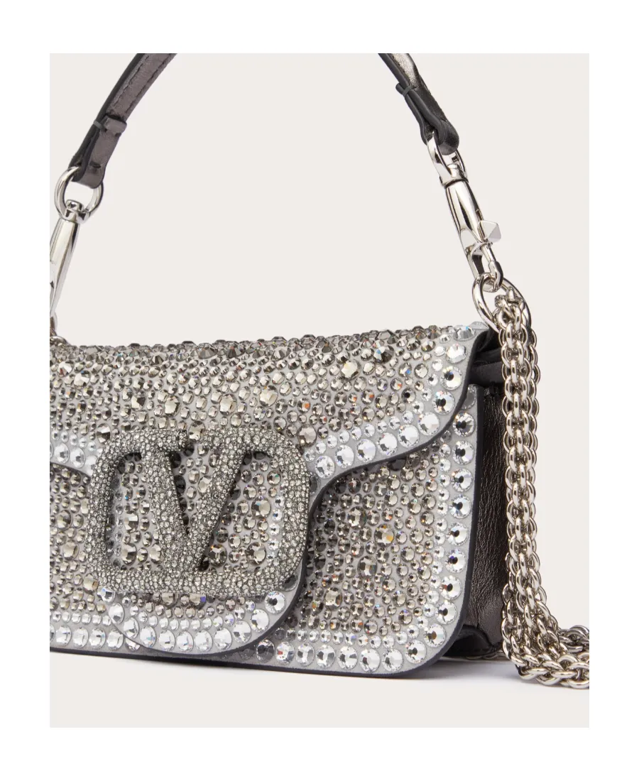 Small Valentino Garavani Locò Shoulder Bag With Rhinestones
