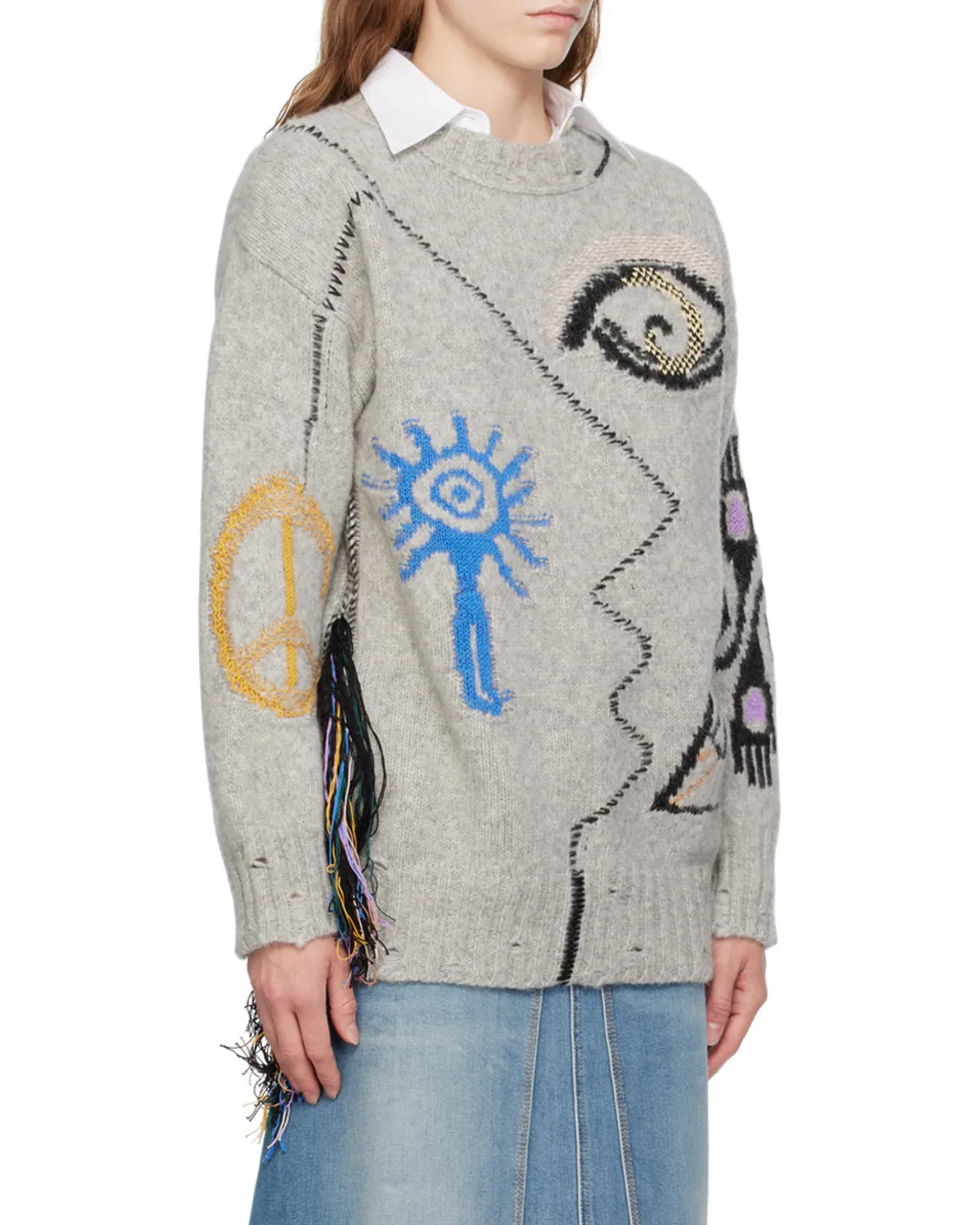 Stella Mccartney Art Embroidered Crewneck Knit Sweater