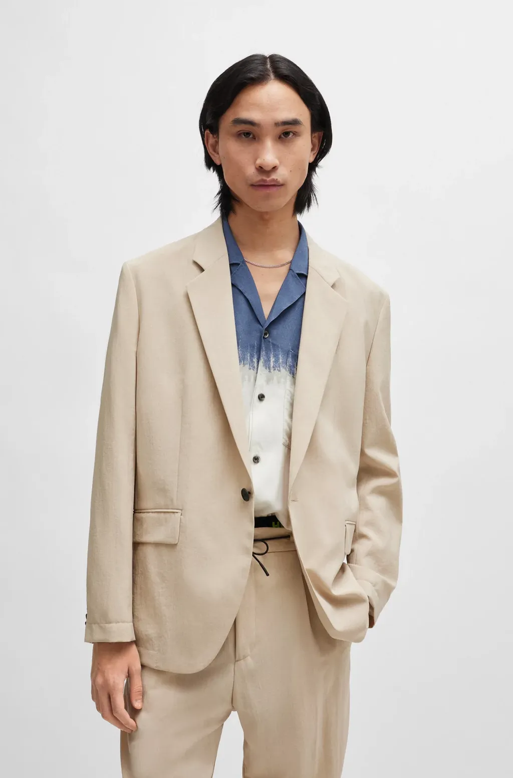 Seersucker Single-Breasted Blazer