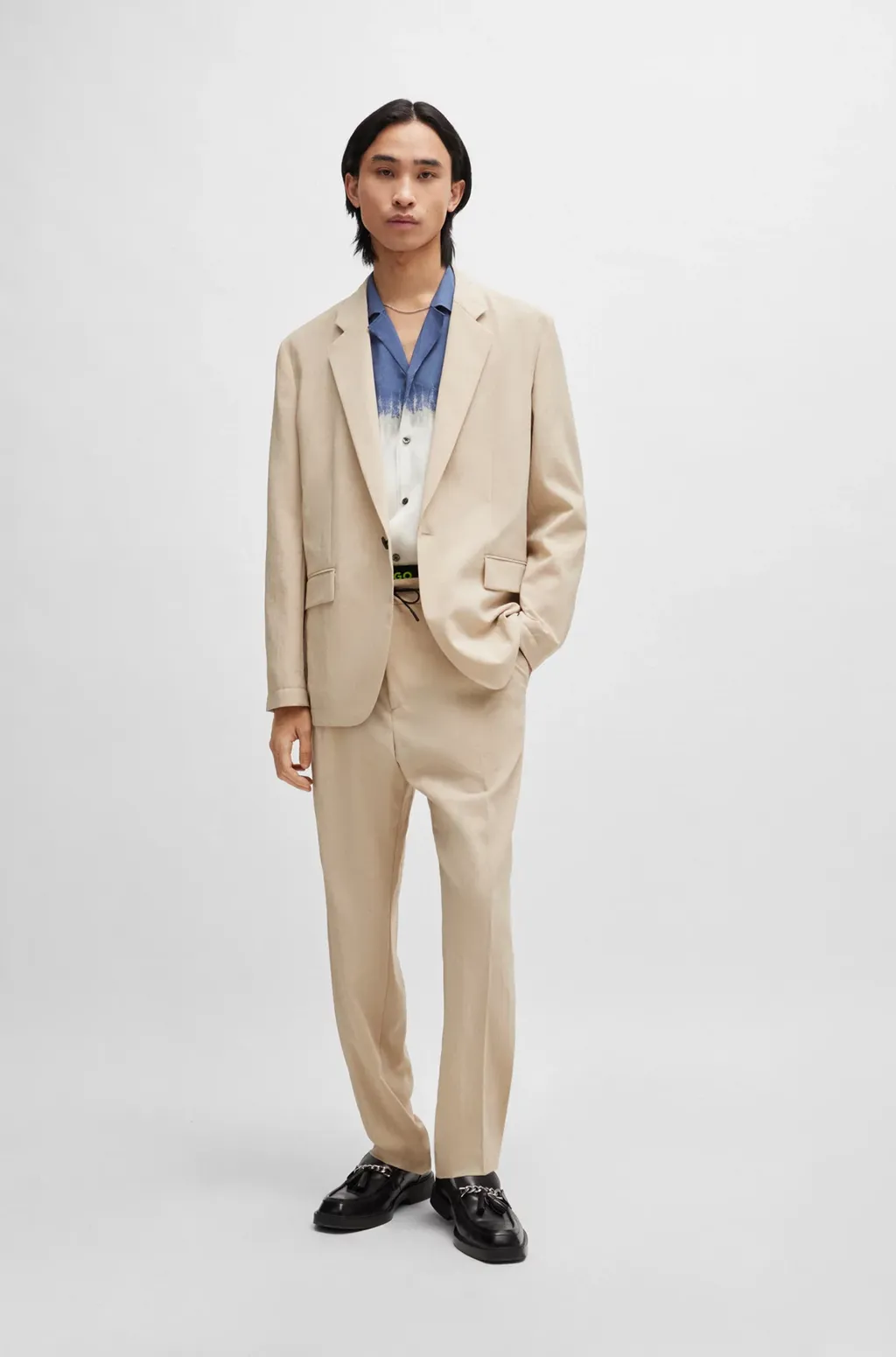 Seersucker Single-Breasted Blazer