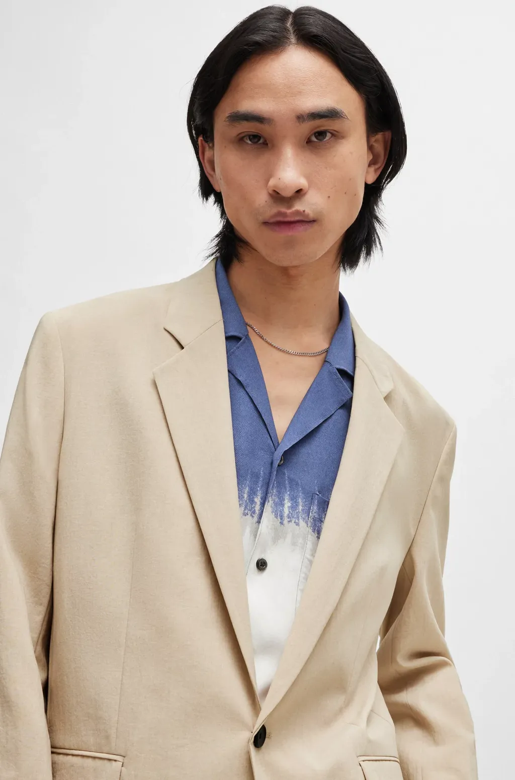 Seersucker Single-Breasted Blazer