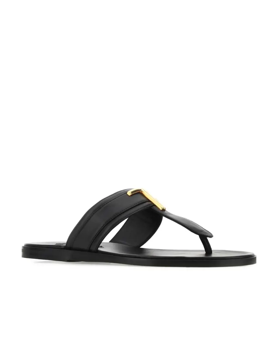 Tom Ford Logo Plaque Thong Sandals