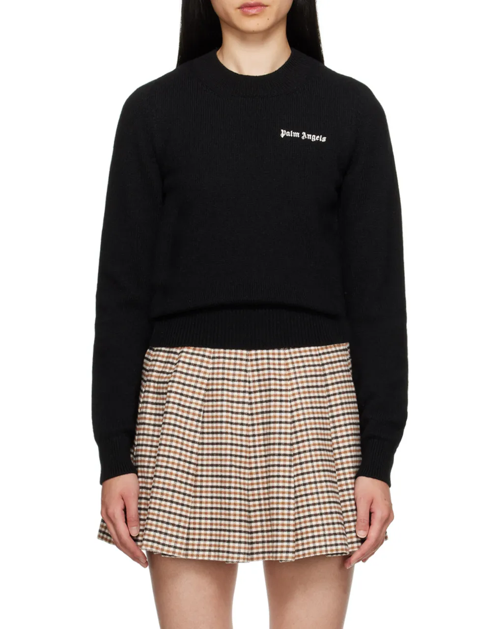 Palm Angels Logo Embroidered Knitted Jumper