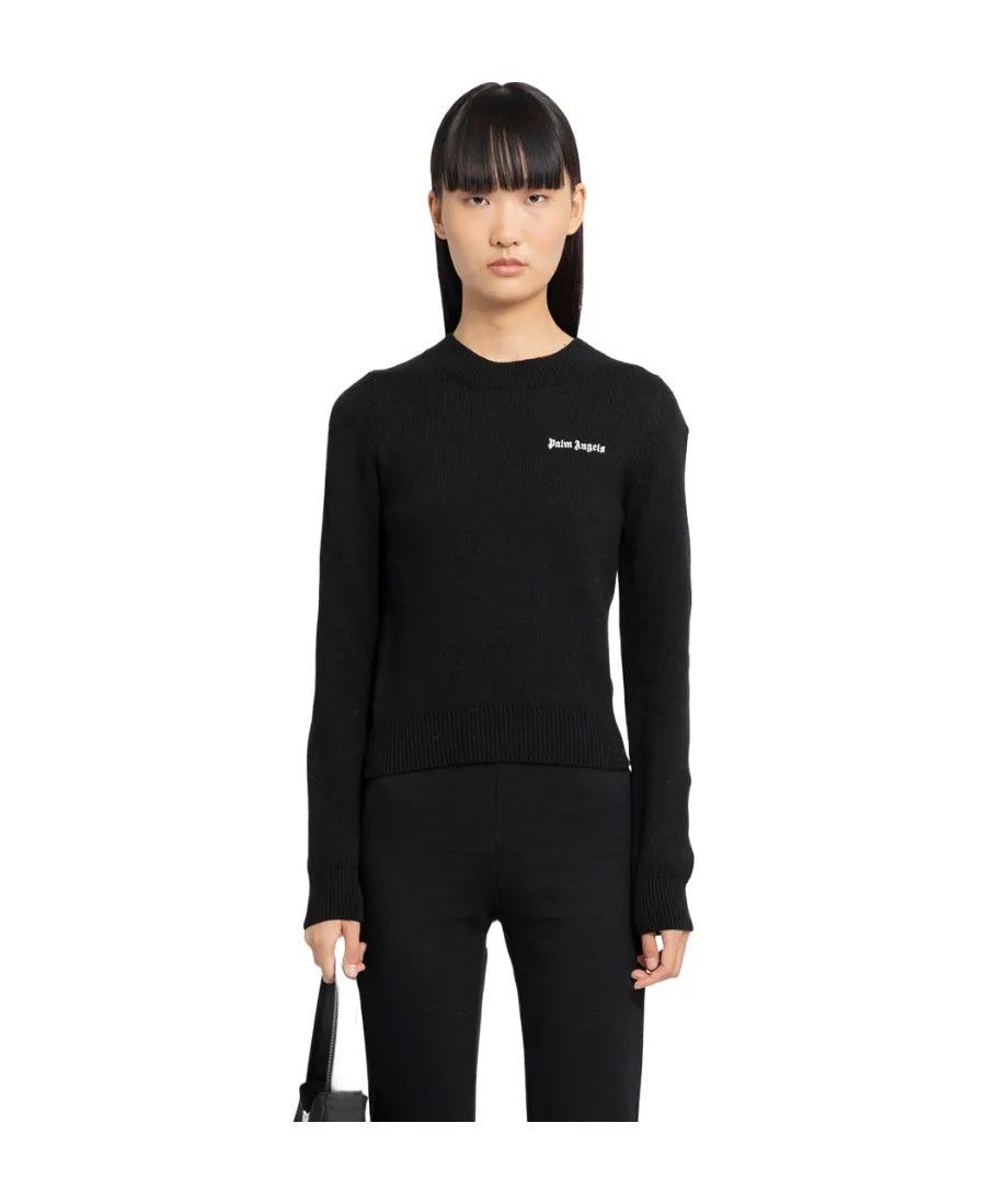 Palm Angels Logo Embroidered Knitted Jumper