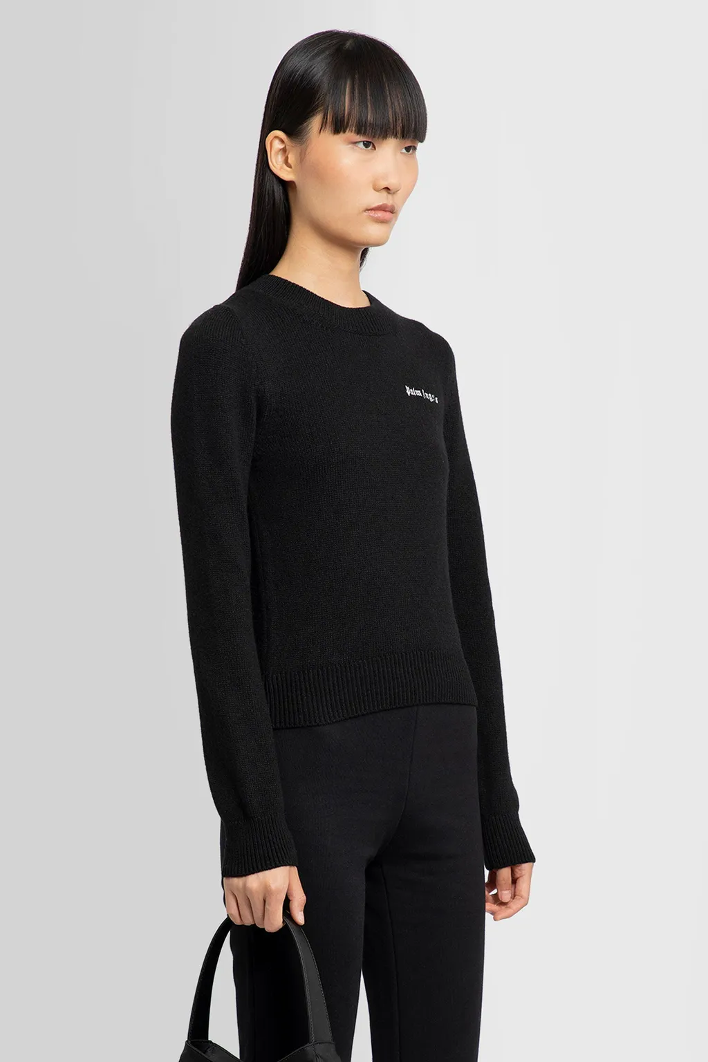 Palm Angels Logo Embroidered Knitted Jumper