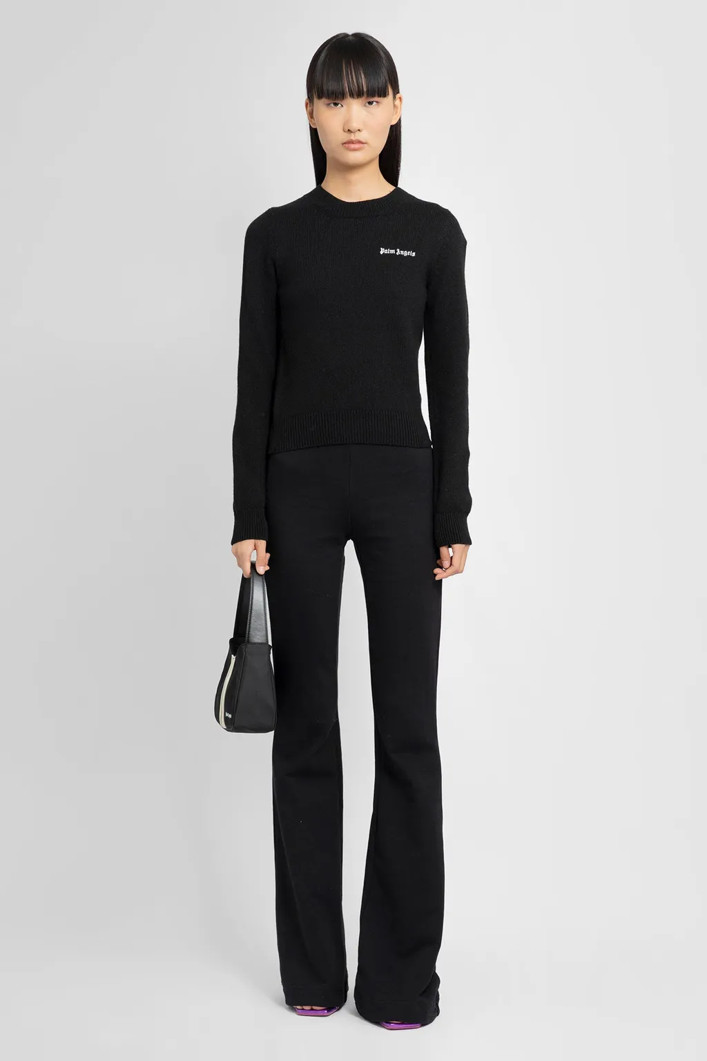 Palm Angels Logo Embroidered Knitted Jumper
