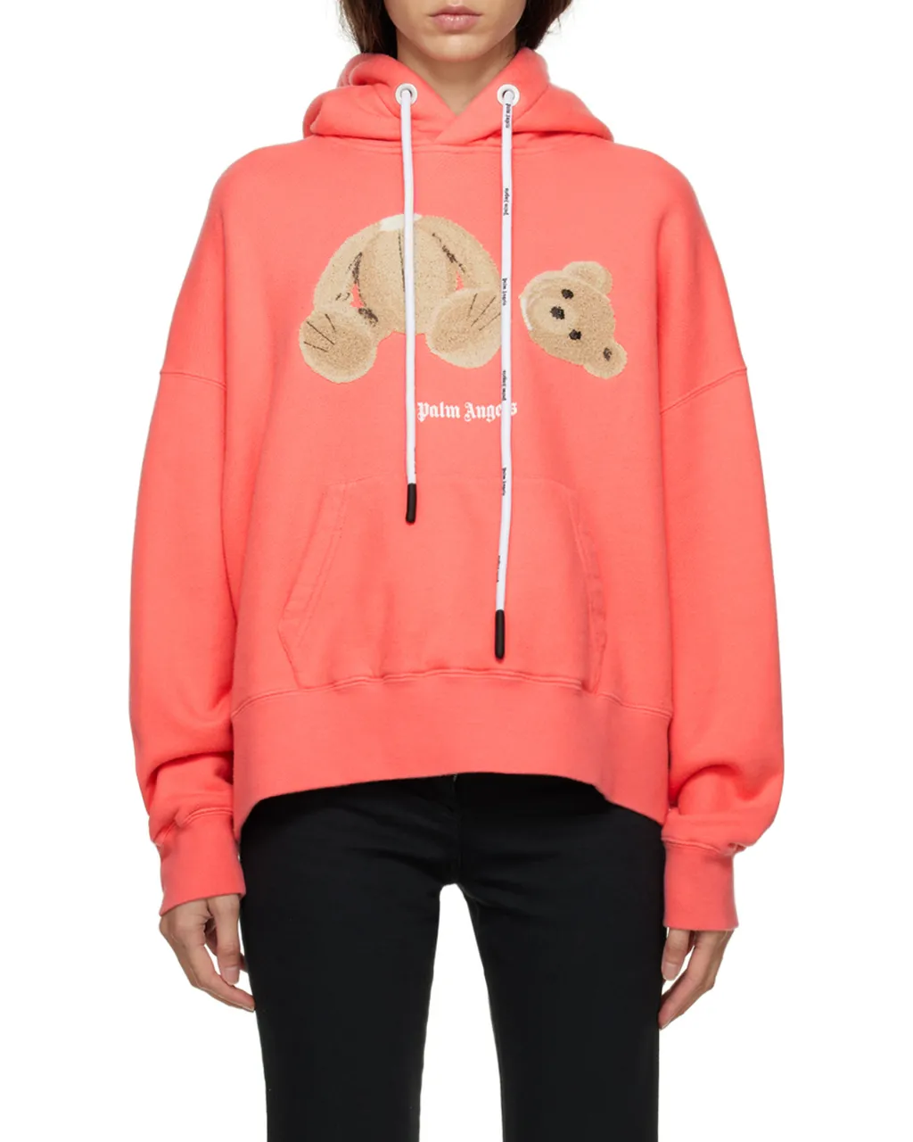 Palm Angels Bear Printed Long-Sleeved Hoodie