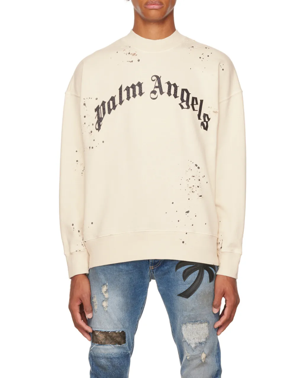 Logo-Print Distressed Sweatshirt