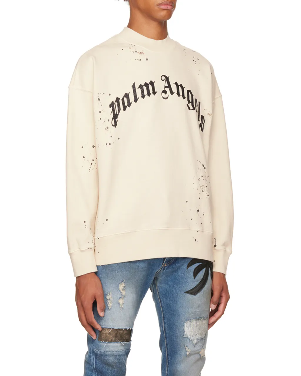 Logo-Print Distressed Sweatshirt