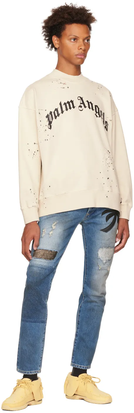Logo-Print Distressed Sweatshirt