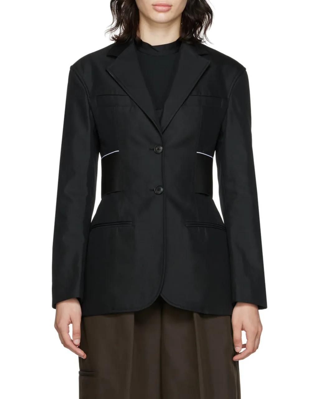 Logo-Print Elasticated-Waist Blazer