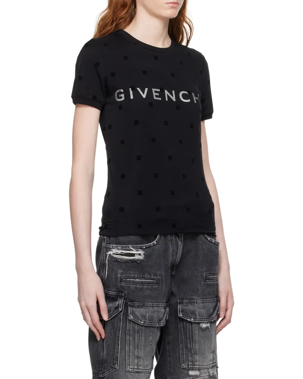 Givenchy All-Over Logo Motif Patch Mesh Shirt
