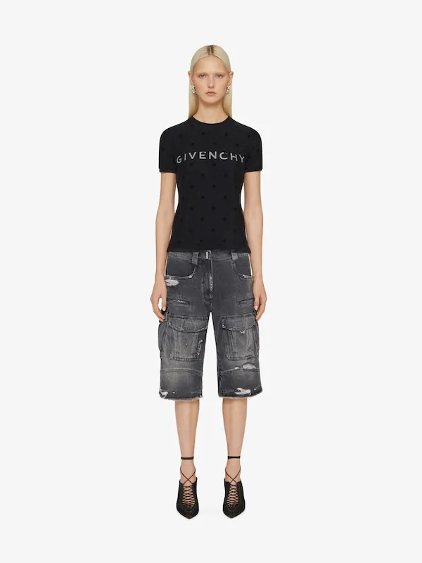 Givenchy All-Over Logo Motif Patch Mesh Shirt
