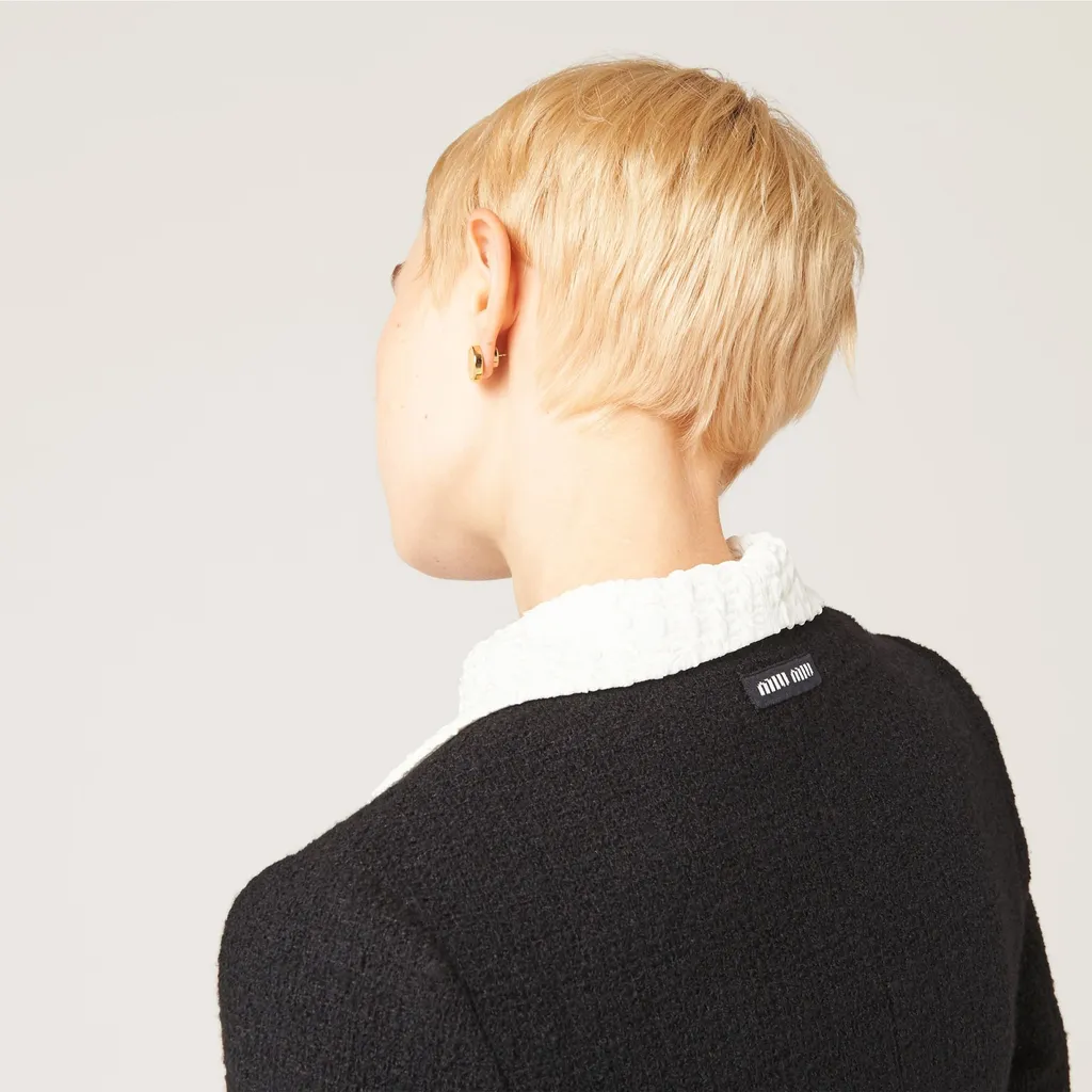 Miu Miu Sequined Crewneck Button-Up Jacket