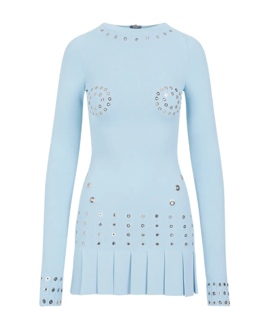 Eyelet-Embellished Fitted Minidress