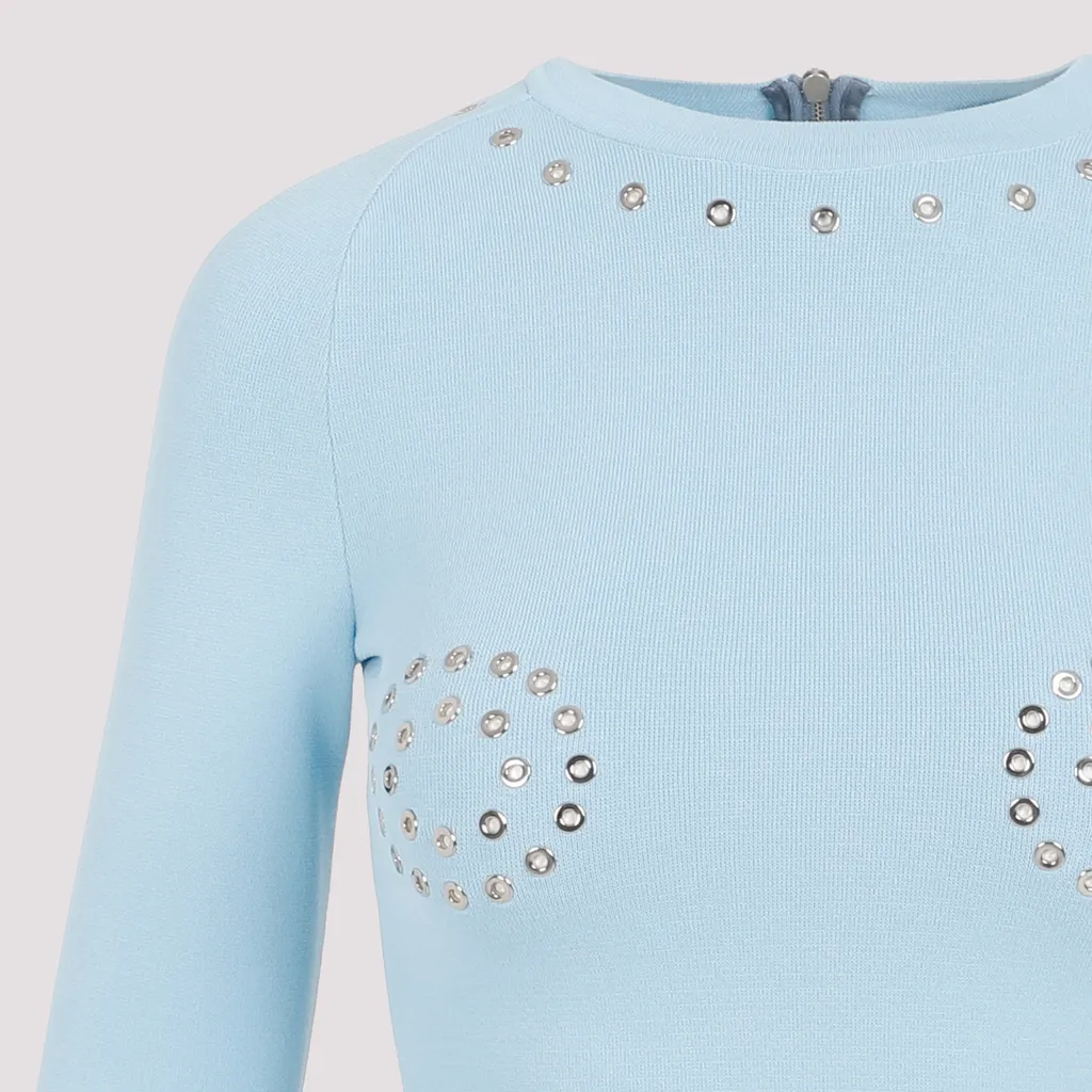 Eyelet-Embellished Fitted Minidress