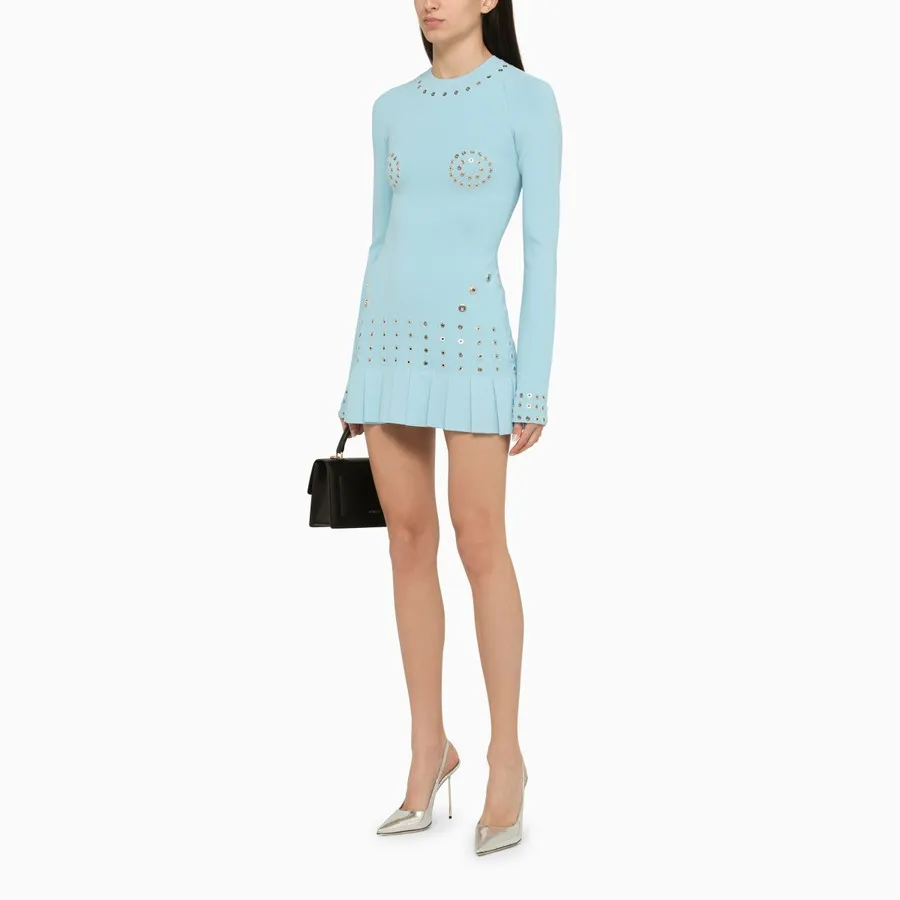 Eyelet-Embellished Fitted Minidress