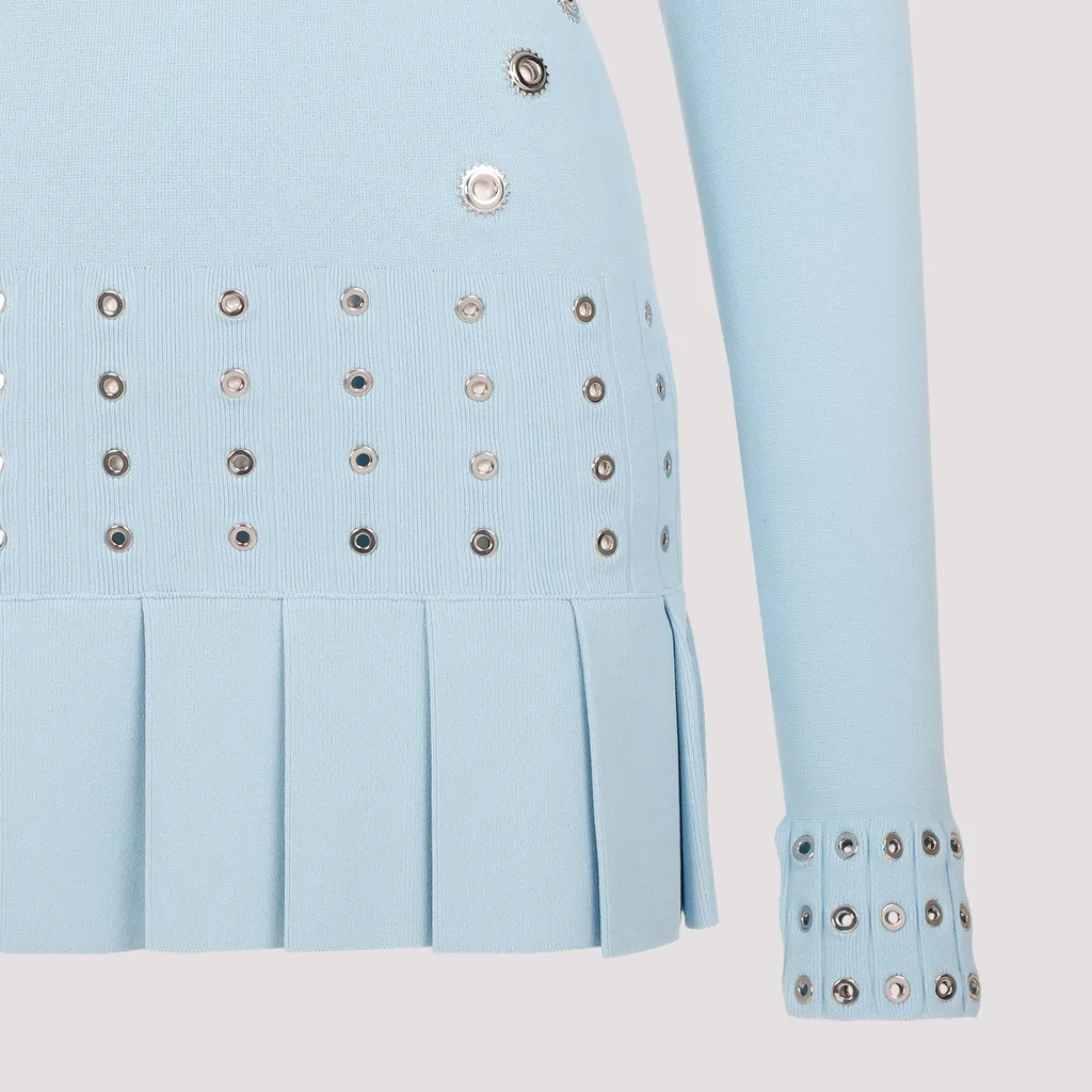 Eyelet-Embellished Fitted Minidress