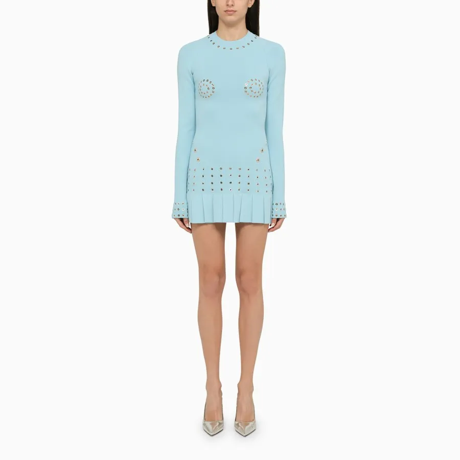 Eyelet-Embellished Fitted Minidress