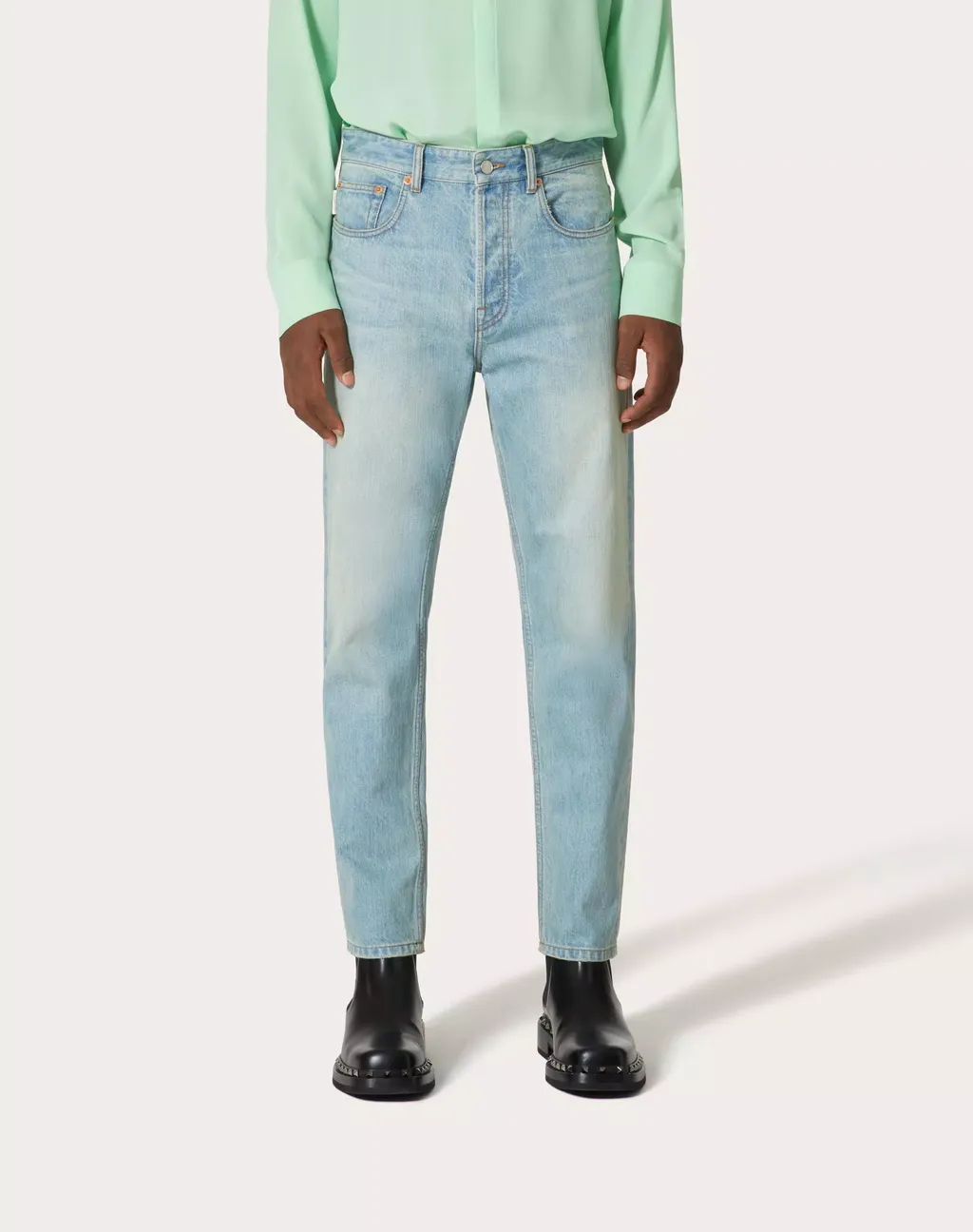 Valentino Logo Patch Mid-Rise Jeans