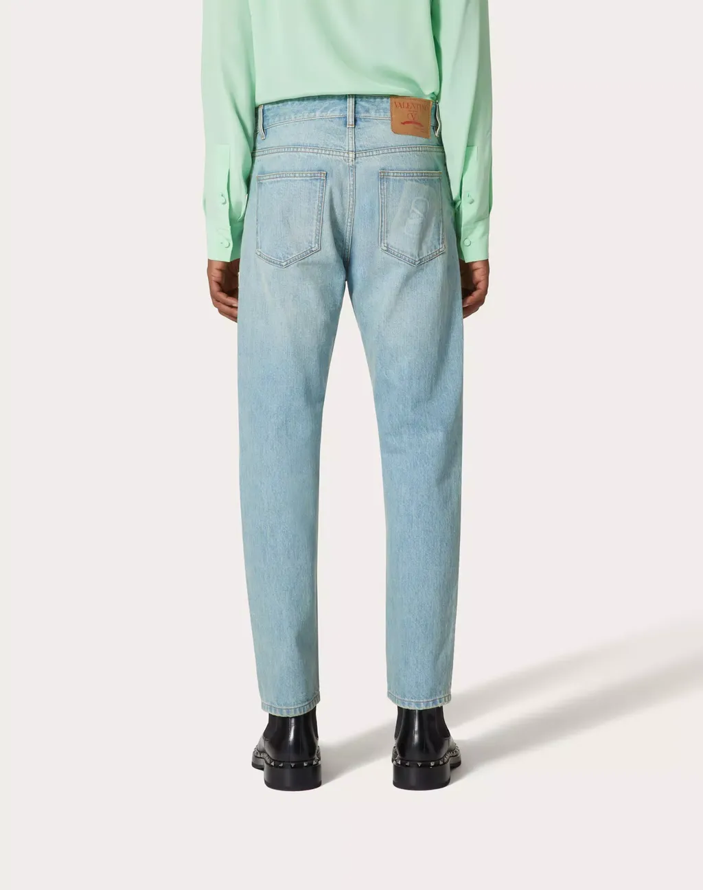 Valentino Logo Patch Mid-Rise Jeans