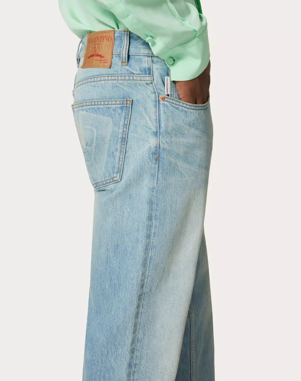 Valentino Logo Patch Mid-Rise Jeans