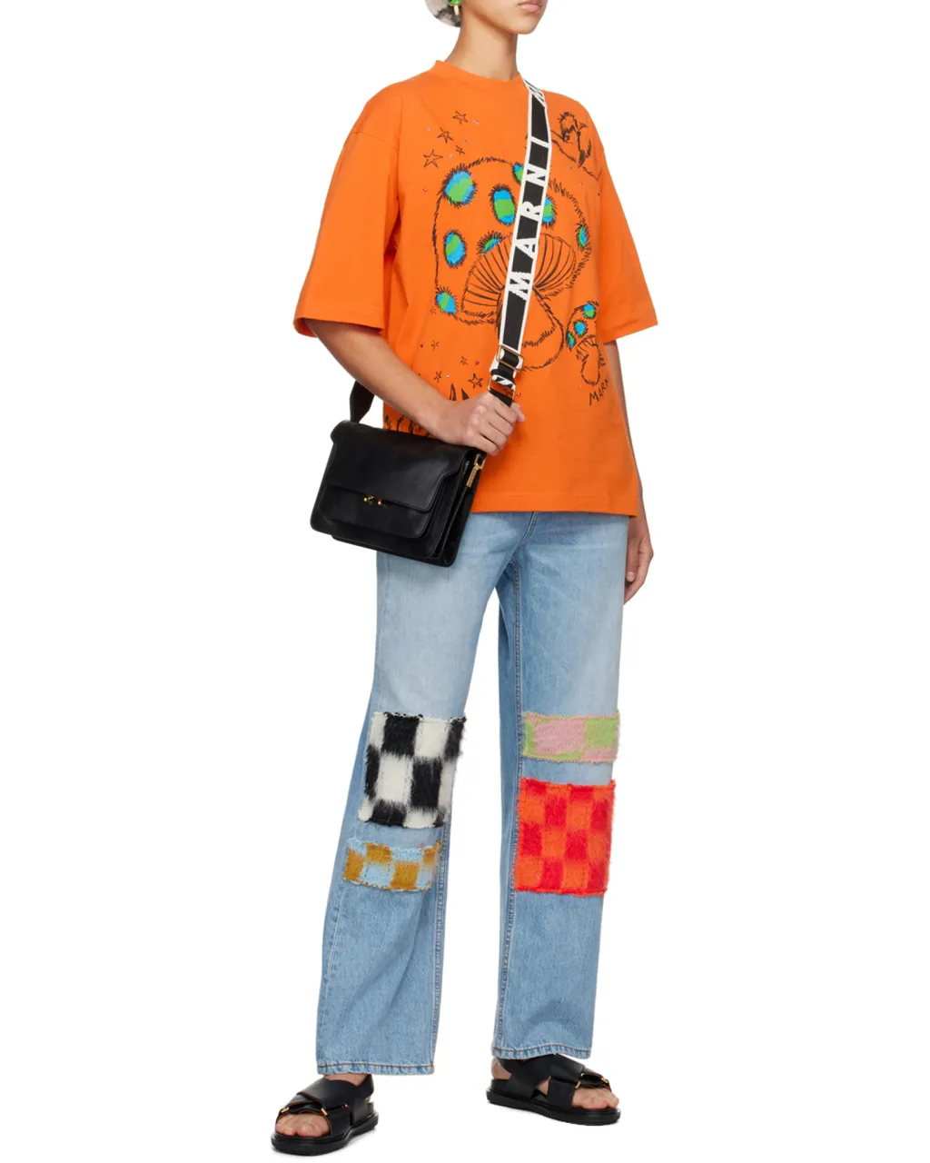 Marni Logo Embossed Buckled Sandals