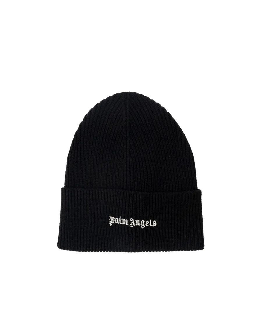 Palm Angels Logo Embroidered Ribbed-Knit Beanie