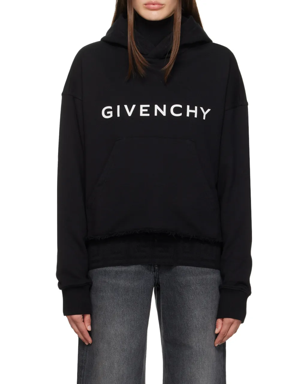 Givenchy Logo Printed Cropped Hoodie