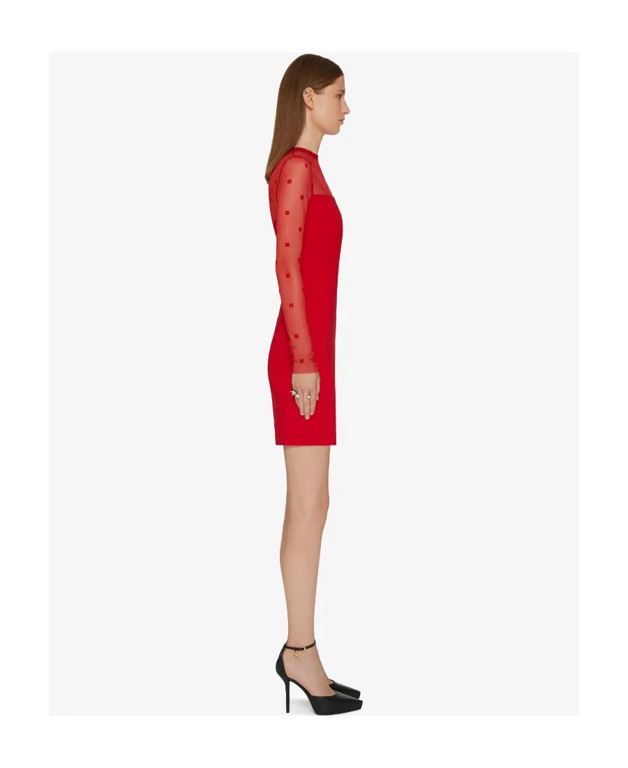 Mock Neck Dress In Bi-Material 4G Pattern