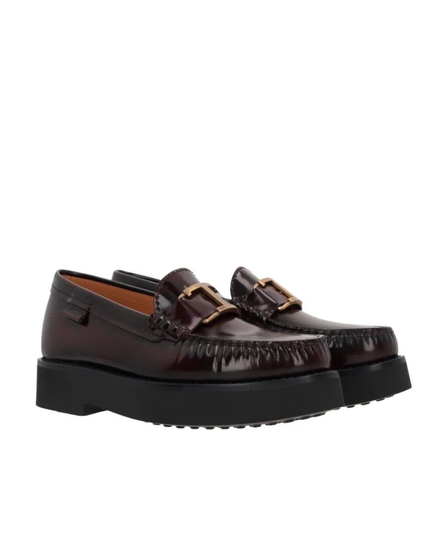Tod's Logo Plaque Round Toe Loafers