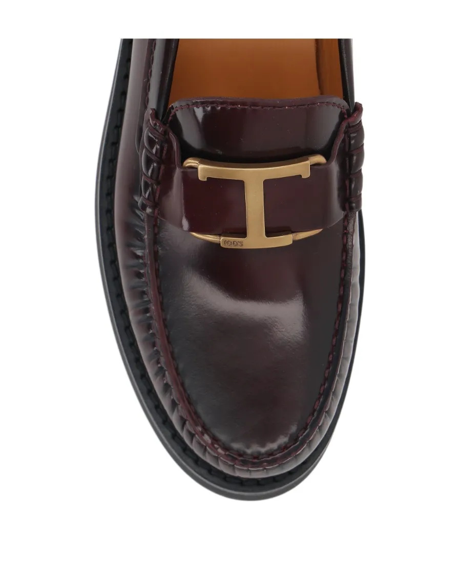Tod's Logo Plaque Round Toe Loafers