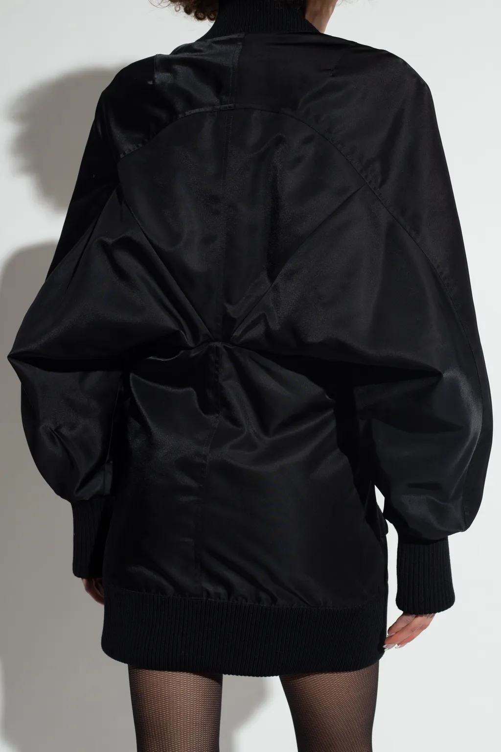 Off-White Ruched Puff-Sleeved Dress