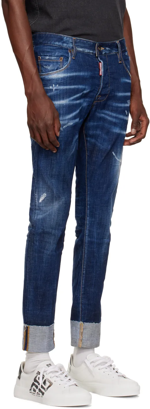 Dsquared2 Distressed Logo-Patch Cropped Jeans