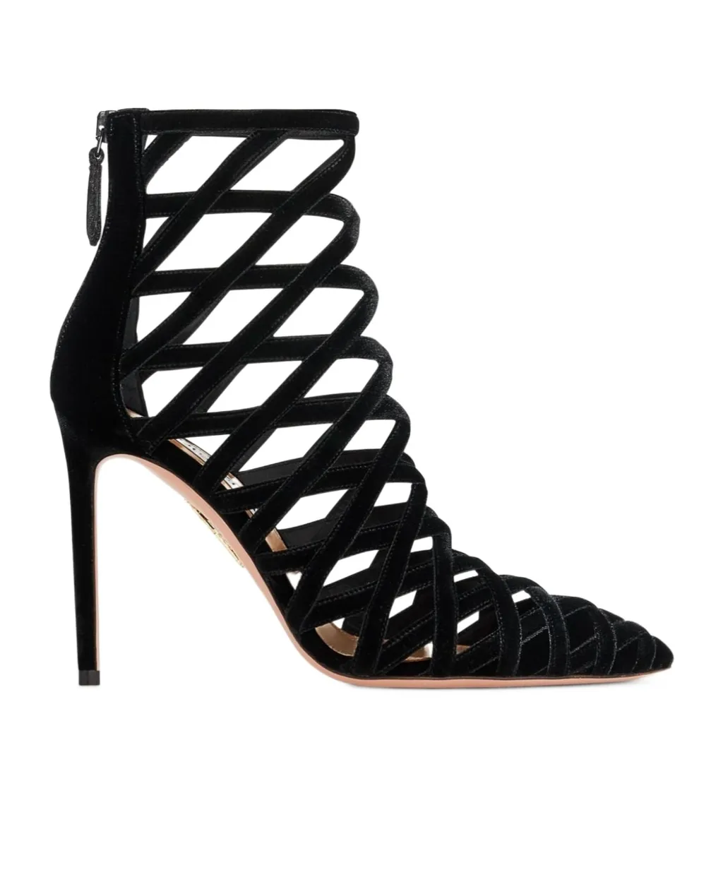 Aquazzura Interwoven Cut-Out Velvet Boots