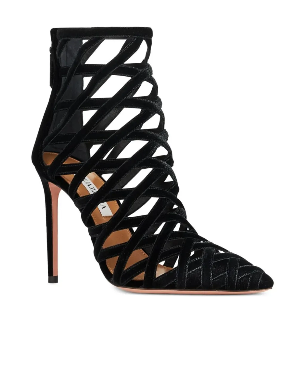 Aquazzura Interwoven Cut-Out Velvet Boots