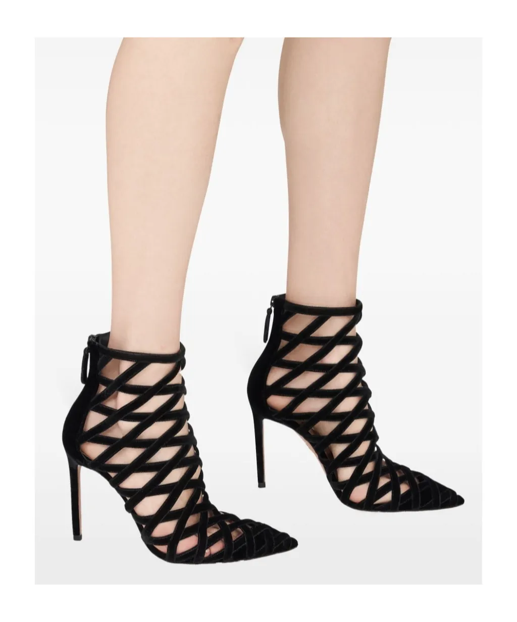 Aquazzura Interwoven Cut-Out Velvet Boots