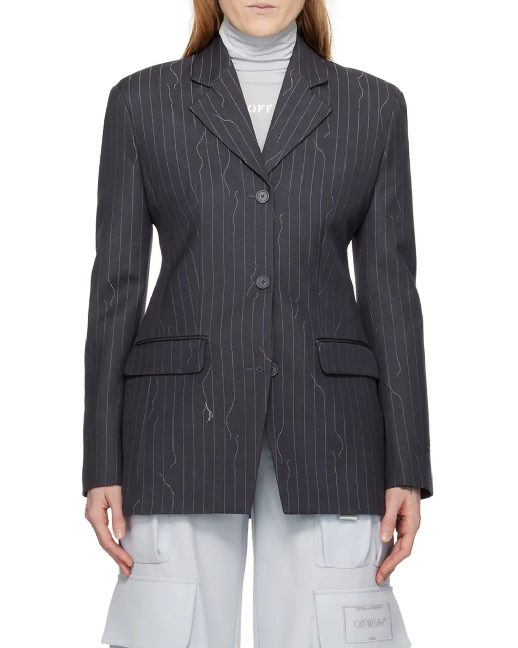 Off-White Single-Breasted Long-Sleeved Blazer