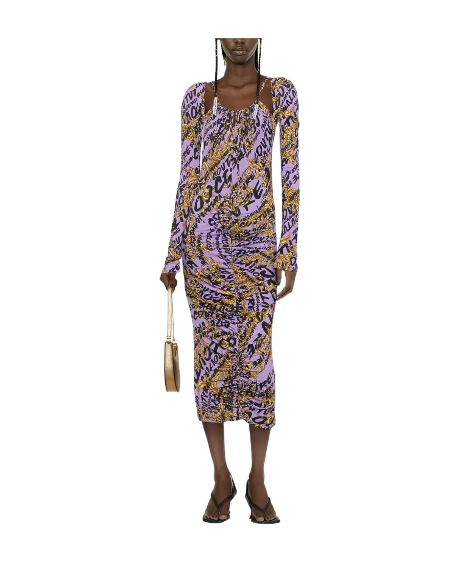 All-Over Logo-Print Gathered Dress