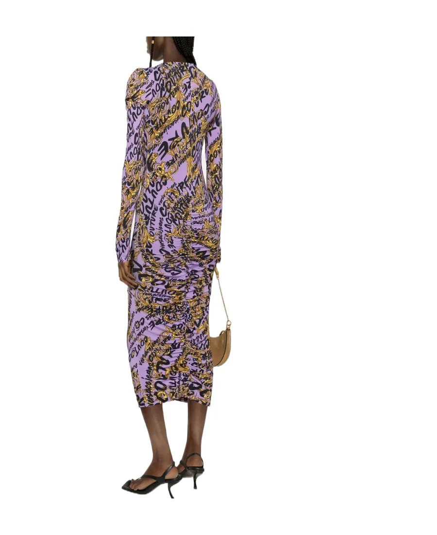 All-Over Logo-Print Gathered Dress