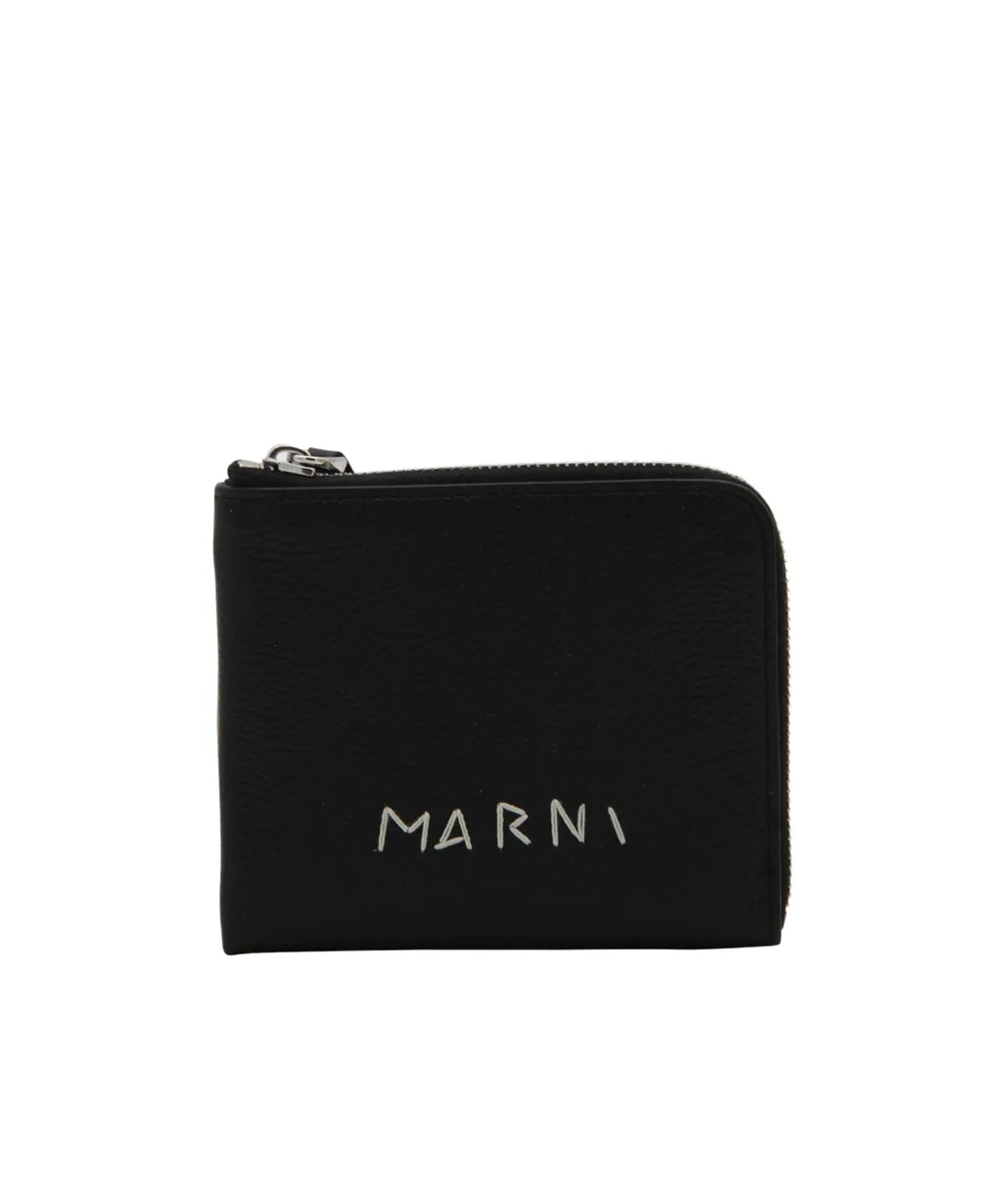 Marni Logo Embroidered Zipped Wallet