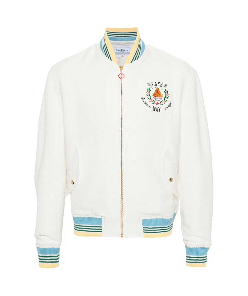 Casablanca Trophy Orange Zipped Bomber Jacket