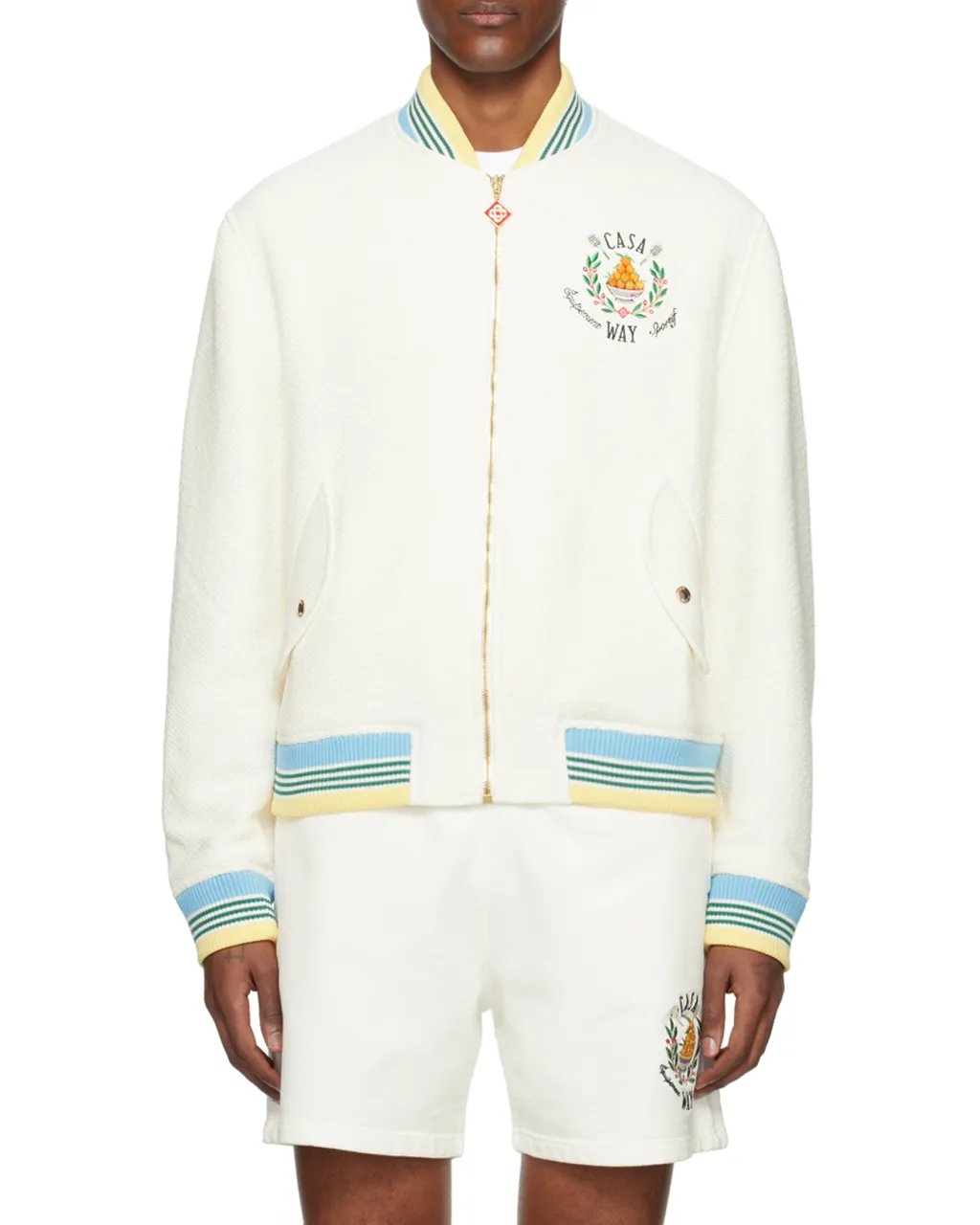 Casablanca Trophy Orange Zipped Bomber Jacket